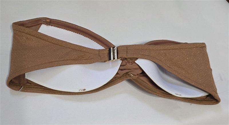 NWOT Seafolly 6 US Stardust Twist Bandeau Bikini Top Brown 126476