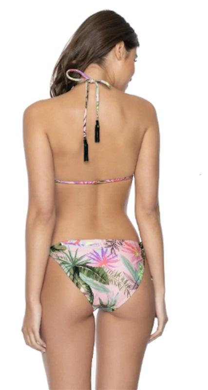 NWOT Pilyq S Pink Bahama Tropical leaves Beaded Bikini Swim Top & Bottom 126479