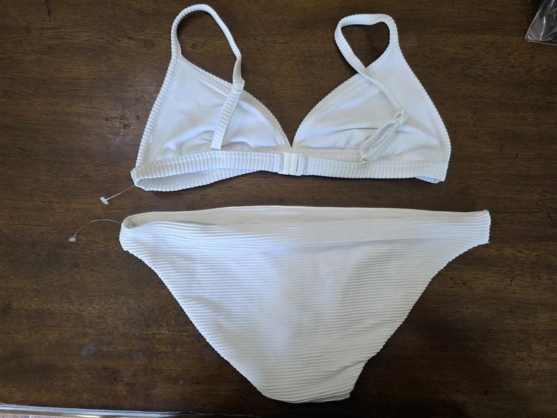 NWOTD Seafolly 4 USA Essentials Fix Rib Triangle Bikini Top Bottom White 126481