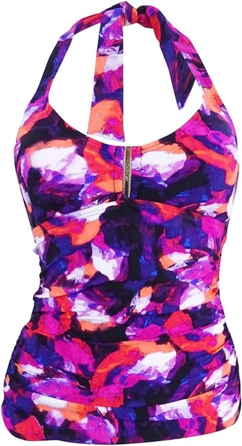 NWOT Calvin Klein Watercolor Floral M Halter Tankini Swim Top 126489