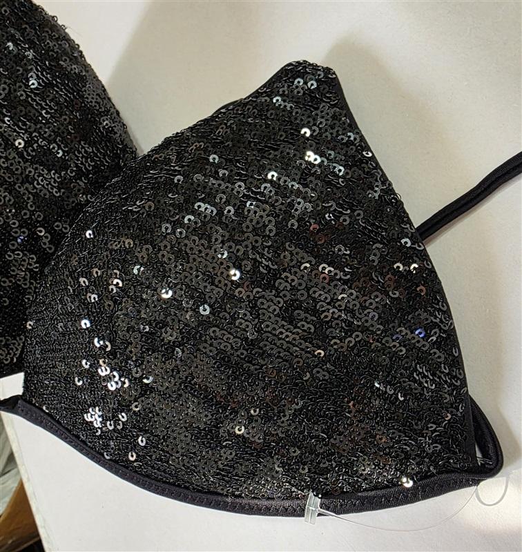 NWOT Calzedonia Colbey M Sequin Black Bikini Swim Top 126494