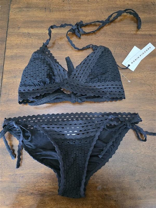 NWT Robin Piccone Chira XXS Black Triangle Bikini Swim Top #99346
