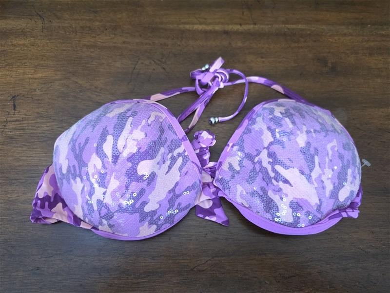 NWOT Calzedonia Colbey Sequin Push Up Pink Purple Camo Bikini Swim Top 126502