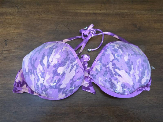 NWOT Calzedonia Colbey Sequin Push Up Pink Purple Camo Bikini Swim Top 126502