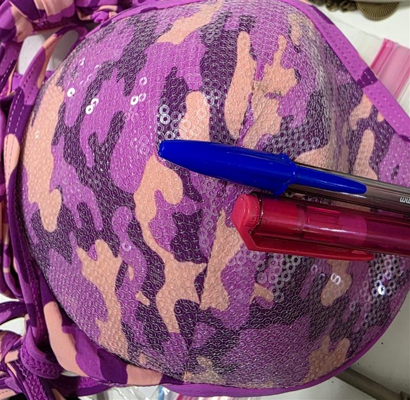 NWOT Calzedonia Colbey Sequin Push Up Pink Purple Camo Bikini Swim Top 126502