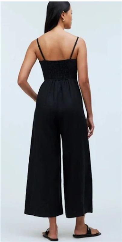 NWTD Madewell 00 Linen Sleeveless Wide-Leg Jumpsuit Black 126510