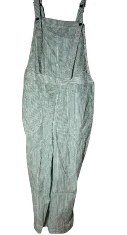 NWOT Free People S Town Green Combo Striped Overalls Seersucker 126511
