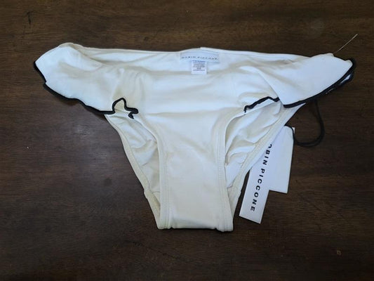 NWT Robin Piccone Malia XXS white black Ruffle Bikini Swim Bottom 126513