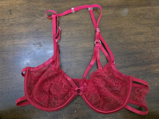 NWT Oh La La Cheri S/M Alix Bra Red Lace Strappy 126565