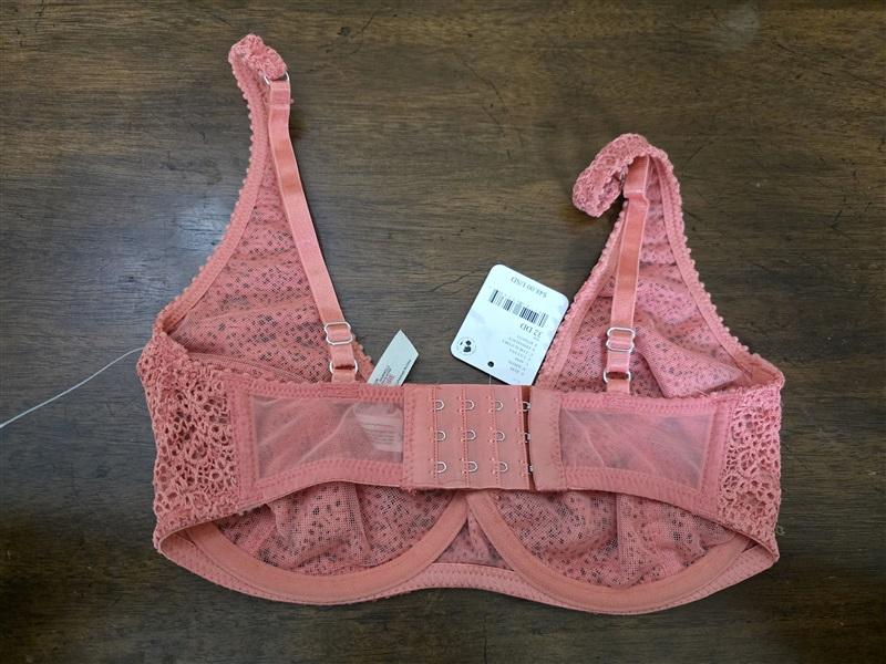 NWT Intimately Free People 32DD Lace Underwire Sheer Bra Coral Lantana 126567
