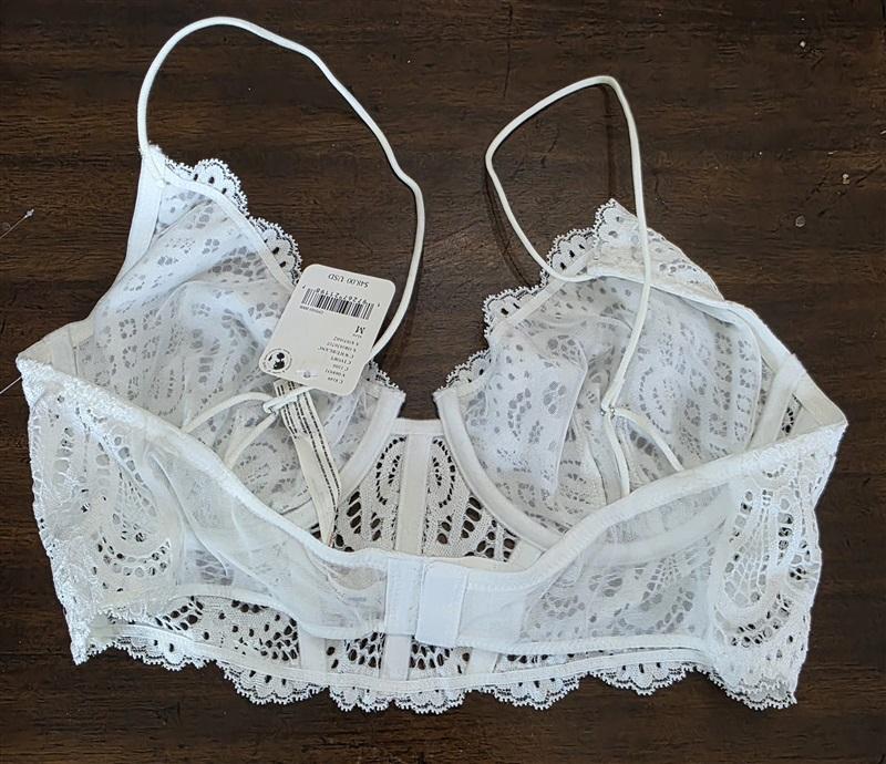 NWT Intimately Free People L Lace Underwire Sheer Bra White 126572
