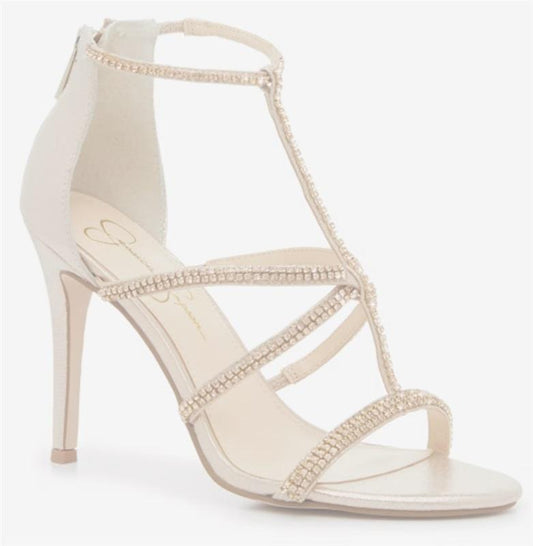 NWOT Jessica Simpson 9.5 Sidra Rhinestone Heeled Sandals 126606
