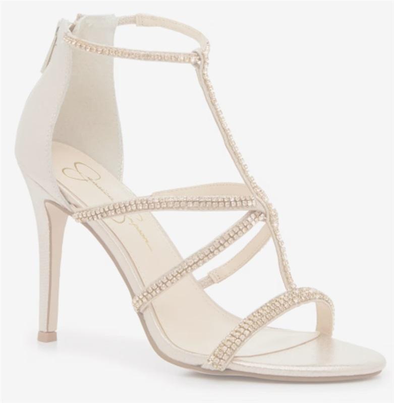 NWOT Jessica Simpson 9.5 Sidra Rhinestone Heeled Sandals 126606