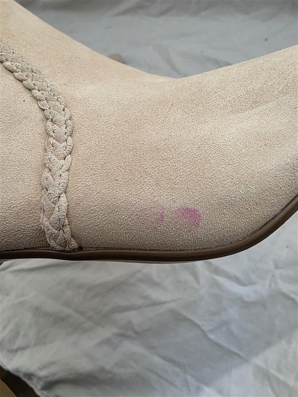 NWOT Express 9 Heel Tan Faux Suede Woven Ankle Boot Booties 126609