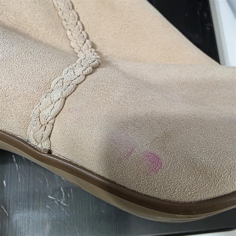 NWOT Express 9 Heel Tan Faux Suede Woven Ankle Boot Booties 126609