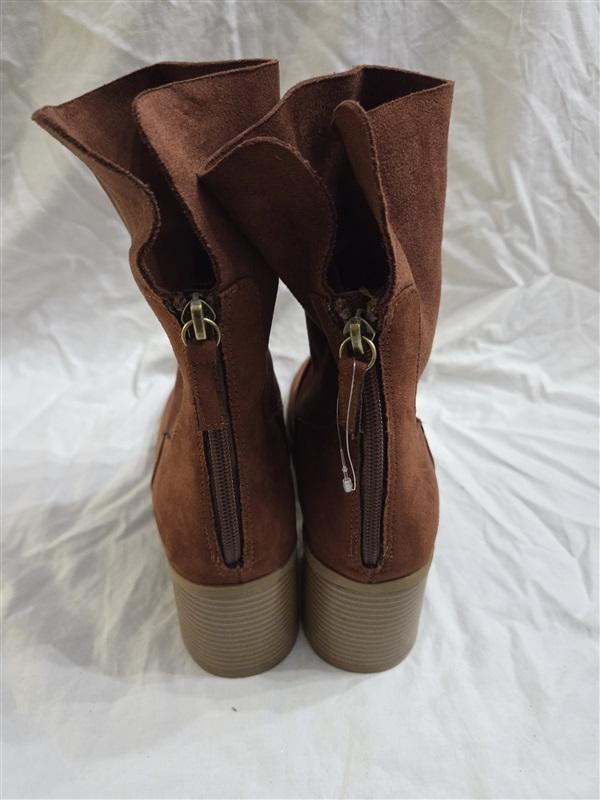 NWOT Sun & Stone 9.5 Rust 1/2 Boots Faux Leather Zip 126610