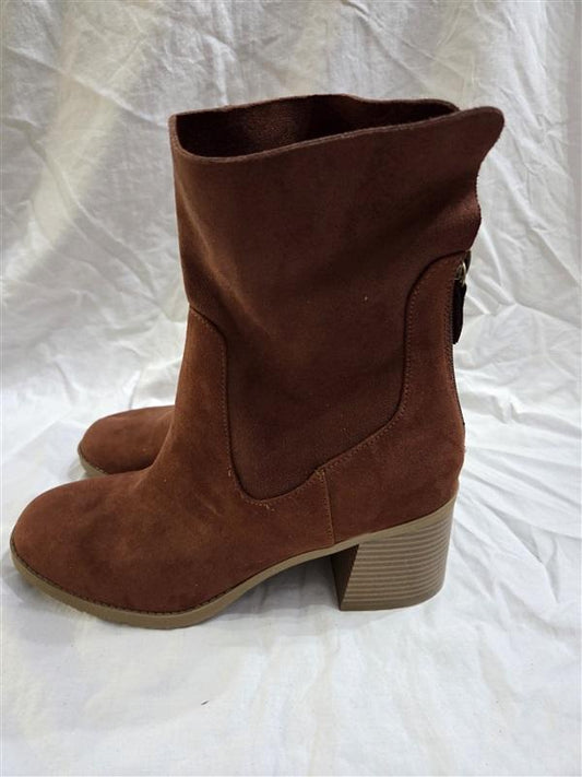 NWOT Sun & Stone 9.5 Rust 1/2 Boots Faux Leather Zip 126610