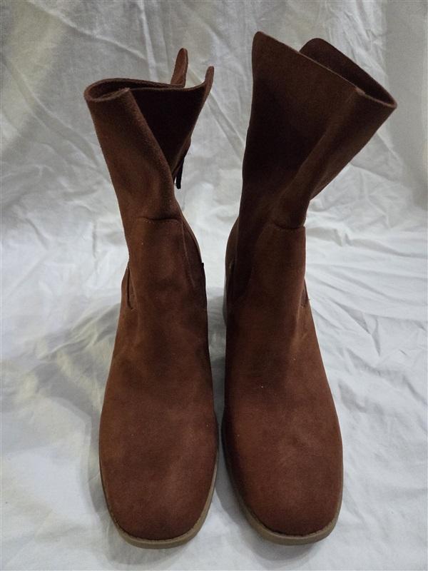 NWOT Sun & Stone 9.5 Rust 1/2 Boots Faux Leather Zip 126610