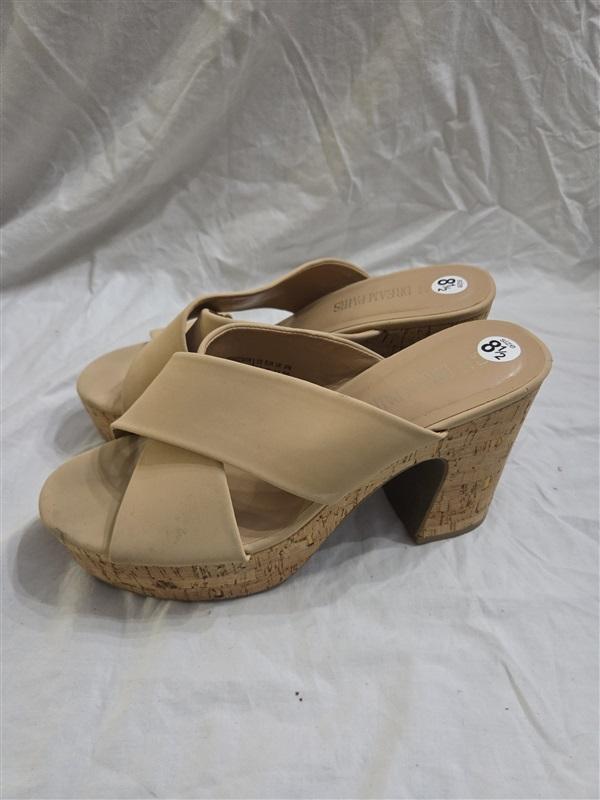 NWOTD Dream Pair 8.5 Cork Platform Heels Sandals Shoes Beige 126614