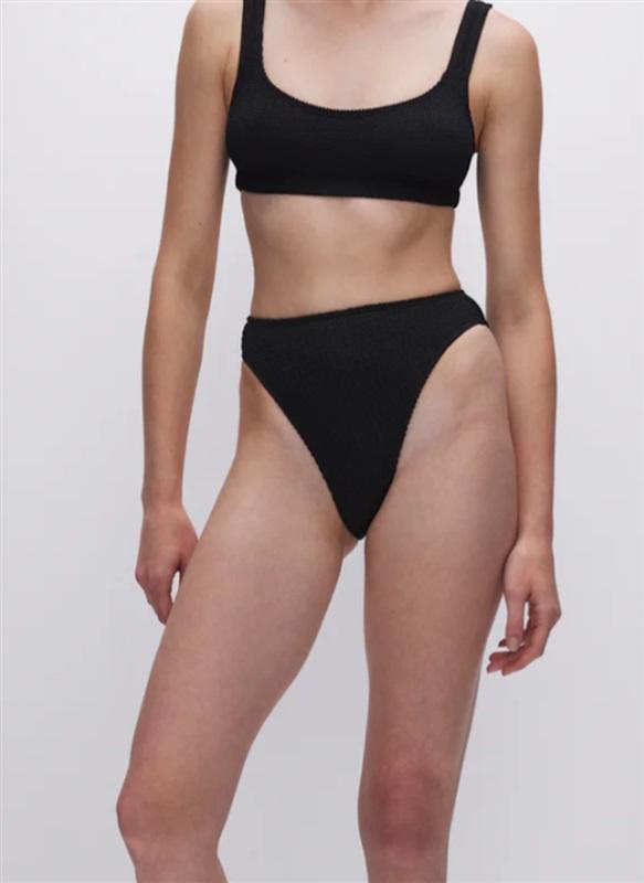 NWT Good American Rib XS Good Waist Bikini Bottom Black 126616