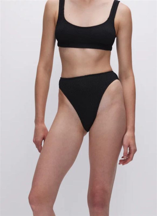 NWT Good American Rib XS Good Waist Bikini Bottom Black 126616