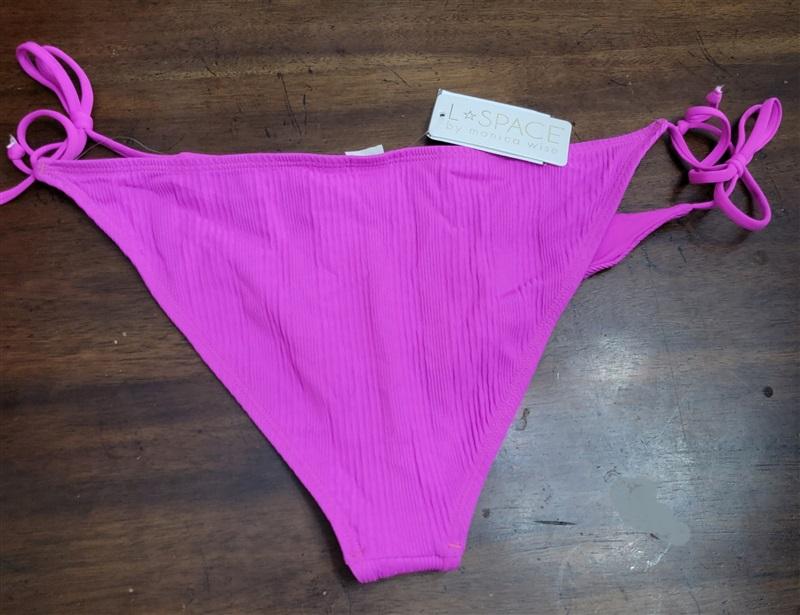 NWT L*Space L Lily Ribbed Bikini Bottom Full Bright Fuchsia Purple 126617