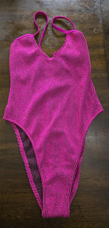 NWT Good American Always Fits Sculpt 1PC Swimsuit XS S Pink Sparkle 126629