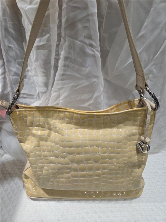 Vintage Brighton Cher Croco Hobo Shoulder Bag Vanilla Leather 126656