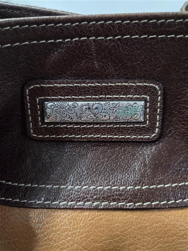 Vintage Brighton Beige Canvas & Leather Bag Satchel Purse 126657