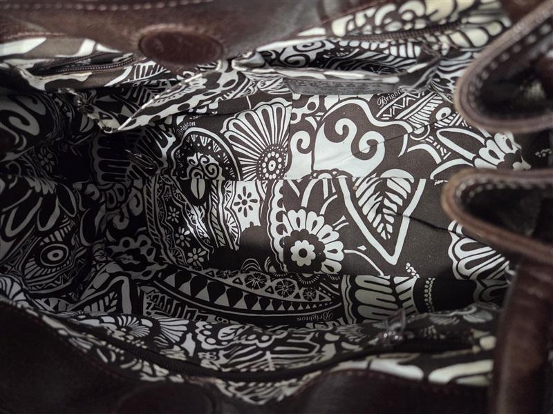 Vintage Brighton Beige Canvas & Leather Bag Satchel Purse 126657