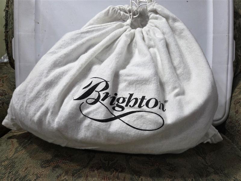 Vintage Brighton Beige Canvas & Leather Bag Satchel Purse 126657