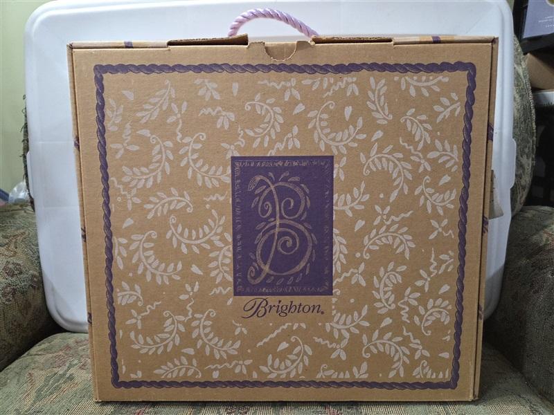 Vintage Brighton Beige Canvas & Leather Bag Satchel Purse 126657