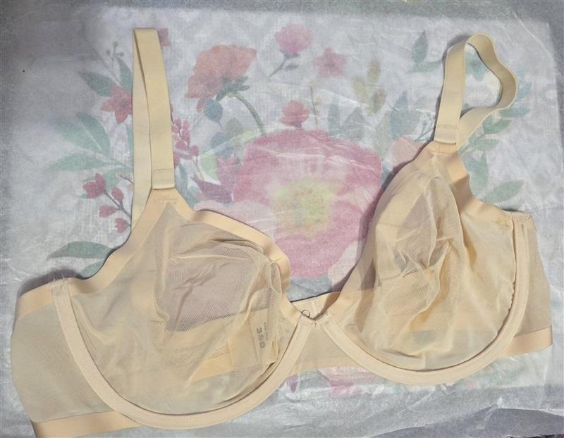 NWOT CUUP 32G The Plunge Mesh Ivory Sheer Underwire Bra 126672