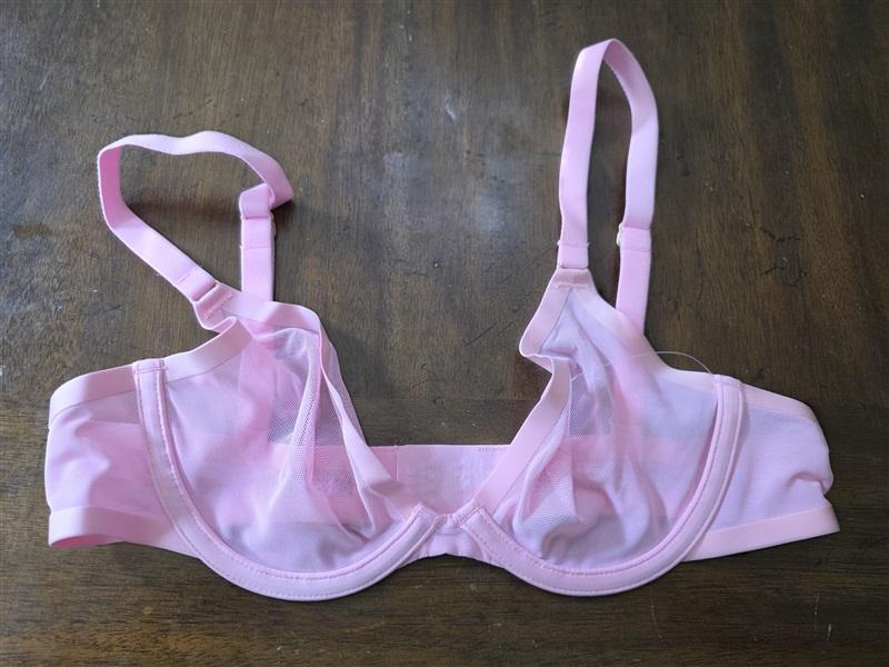 NWOT CUUP 32A The Plunge Mesh Pink Sheer Underwire Bra 126673