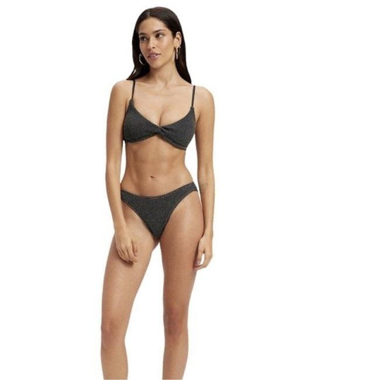 NWOT Good American XS Always FITS TWIST BIKINI TOP Black 126678