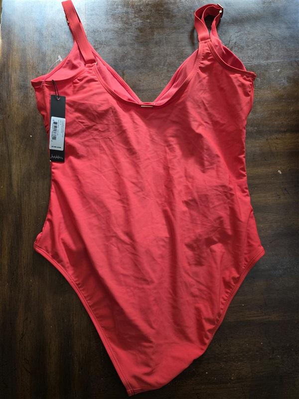 NWT Nicole Miller 1X Twist O ring Front Swimsuit 1Pc Red 126680