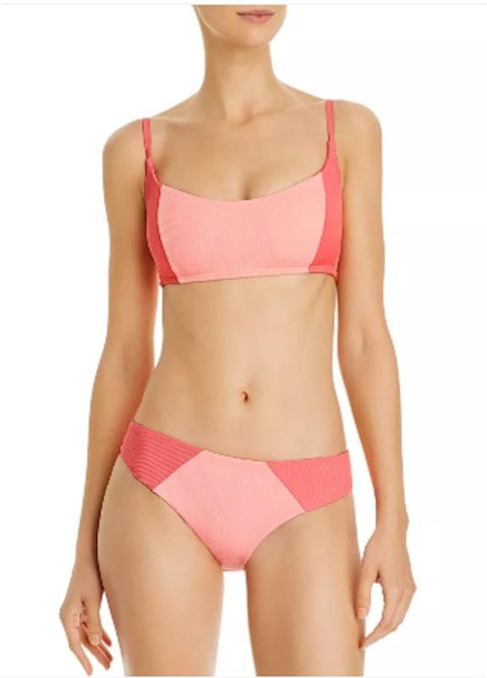 NWOT Peixoto L Jojo Top & Issa Hipster Ribbed Swim Bottom Flamingo Pink 126703