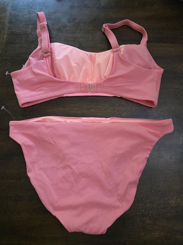 NWOT Peixoto L Jojo Top & Issa Hipster Ribbed Swim Bottom Flamingo Pink 126703