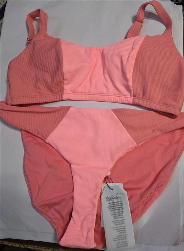 NWOT Peixoto L Jojo Top & Issa Hipster Ribbed Swim Bottom Flamingo Pink 126703