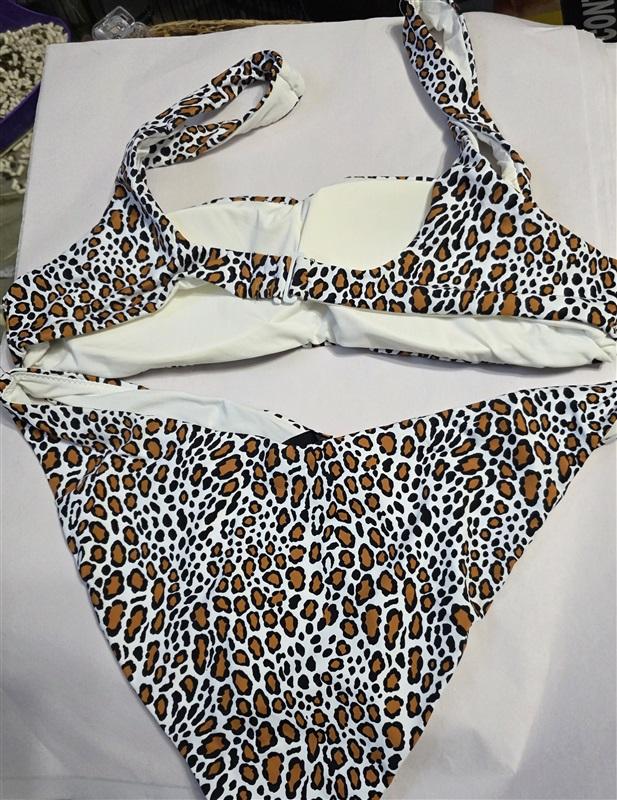NWT Aqua Swim L Cheetah Print Bikini Top & Bottom Swimsuit 126706