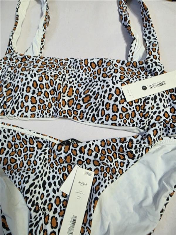 NWT Aqua Swim L Cheetah Print Bikini Top & Bottom Swimsuit 126706