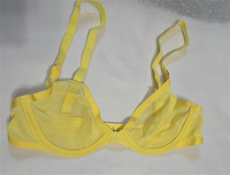 NWOT CUUP 30B The Plunge Mesh Yellow Sheer Underwire Bra 126734