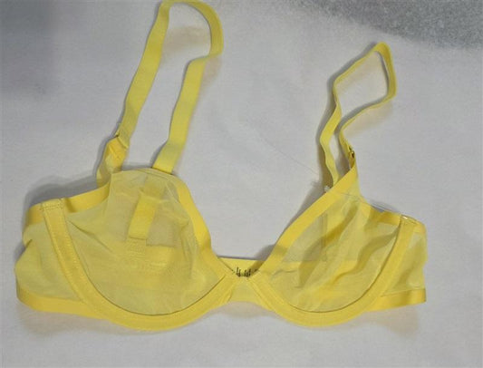 NWOT CUUP 30B The Plunge Mesh Yellow Sheer Underwire Bra 126734