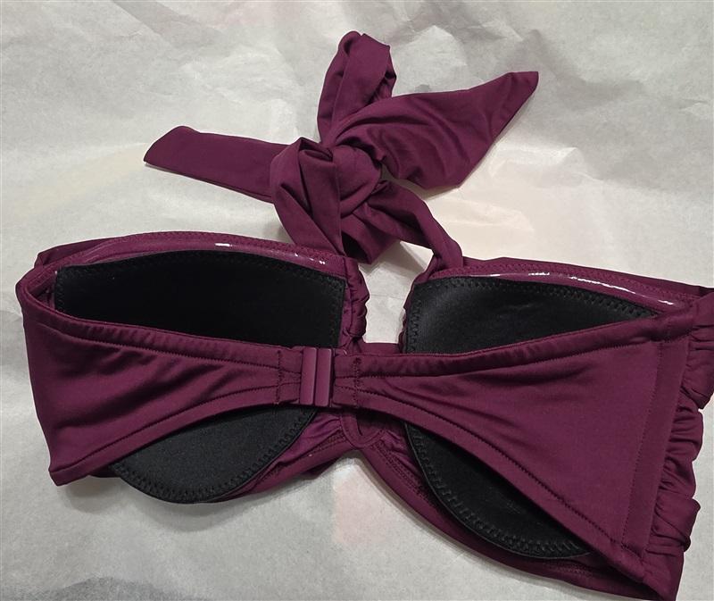 NWT Seafolly 6 USA Seafolly Bandeau Halter Bikini Top Swimsuit Wine 126749