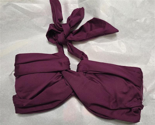 NWT Seafolly 6 USA Seafolly Bandeau Halter Bikini Top Swimsuit Wine 126749