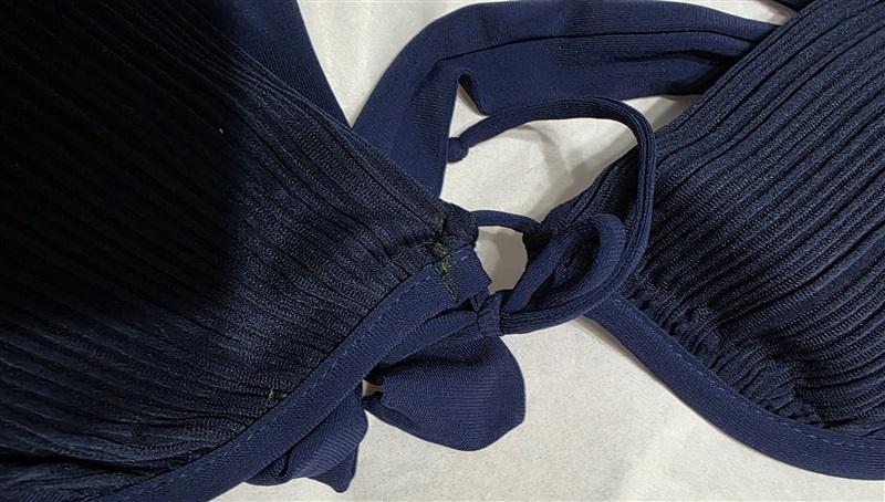 NWT Robin Piccone M Solid Pleated Underwired Bikini Swim Top Blue #126755