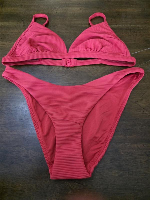 NWOT Seafolly 8 USA Essentials Fixed Ribbed Triangle Bikini Top & Bottom 126758