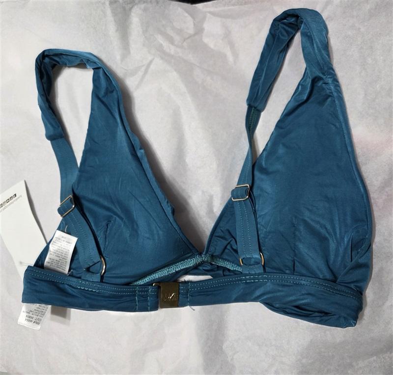 NWT Luxe By Lisa Vogel S Liquid Teal Solid Deep V Bikini Swim Top #126759