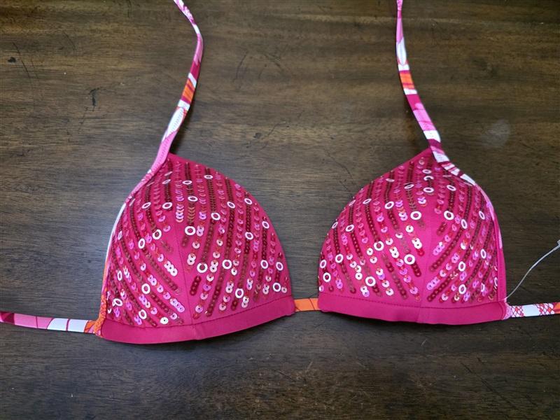 NWOT Calzedonia Colbey L Sequin Push Up Red Bikini Swim Top 126783