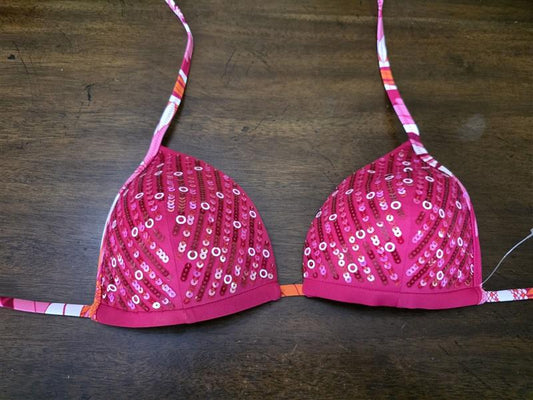 NWOT Calzedonia Colbey L Sequin Push Up Red Bikini Swim Top 126783